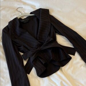 BCBGMaxAzria Pinstripe Blazer with Tie Waist